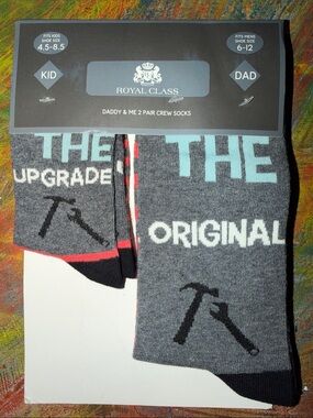 Royal Class Daddy & Me 2 Pair Crew Socks - The Original Gray Kid&Dad Set NEW